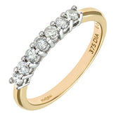0.33ct Round Diamond Prong Set 7-Stone Eternity Ring in UK Hallmarked 9ct Yellow Gold